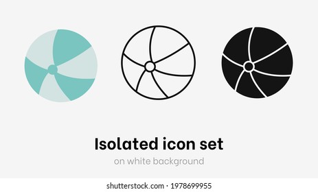Beach ball icon set. Beach ball vector illustration design for summer holidays and game on beach. Plastic ball vector for water isolated on white background. Summer design element for pool and toy