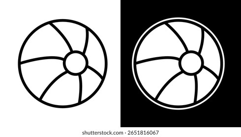 Beach Ball Icon Simple Line Art Graphic for Summer Designs	