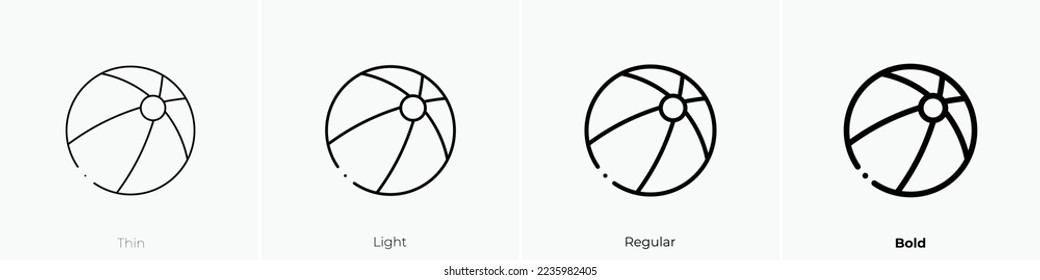 beach ball icon. Thin, Light Regular And Bold style design isolated on white background