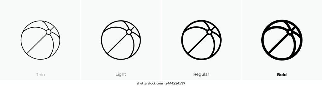beach ball icon. Thin, Light Regular And Bold style design isolated on white background