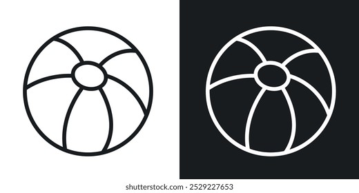 Ícone de bola de praia em linha fina de cor preta. ilustração simples de símbolos vetoriais planos.