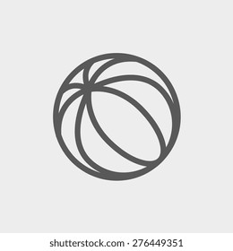 Beach ball icon thin line for web and mobile, modern minimalistic flat design. Vector dark grey icon on light grey background.