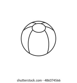 Beach ball icon in thin outline style. Playing inflatable kids.