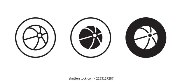 Beach ball icon. Toy Sports inflatable for playing beach volleyball Leisure and activity at sea sports game  icon symbol logo illustration,editable stroke, flat design style isolated on white