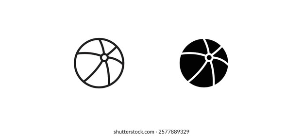 Beach ball icon. Toy Sports inflatable for playing beach volleyball Leisure and activity at sea sports game icon symbol logo illustration,editable stroke, flat design style isolated on white