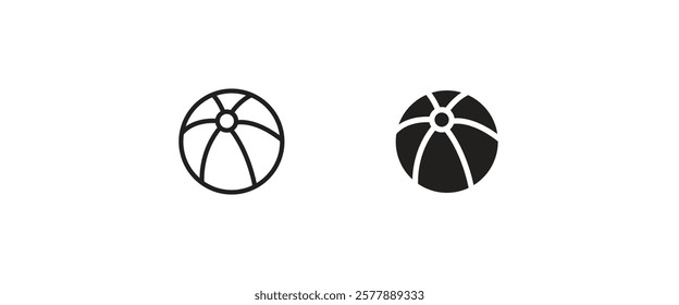 Beach ball icon. Toy Sports inflatable for playing beach volleyball Leisure and activity at sea sports game icon symbol logo illustration,editable stroke, flat design style isolated on white