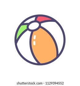 Beach ball icon. Vector filled thin outline illustration for summer and beach leisure fun time