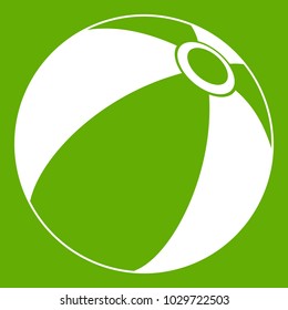 Beach ball icon white isolated on green background. Vector illustration
