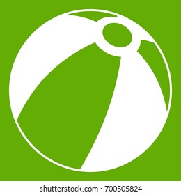 Beach ball icon white isolated on green background. Vector illustration
