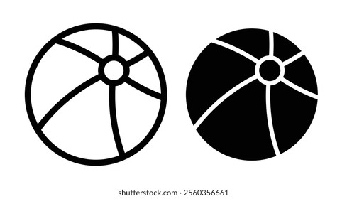 Beach ball Icons. black and white vector illustration set.