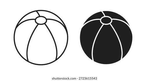 Ícones de bola de praia conjunto isolado no fundo branco ilustração vetor plana.