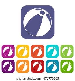 Beach ball icons set vector illustration in flat style In colors red, blue, green and other