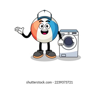 beach ball illustration as a laundry man , character design