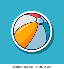 Beach Ball illustration. Vector sticker.