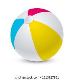 Beach ball or inflatable light sphere for summer sport, equipment for leisure, party pool competition round with shadow or shade. Play and sporting, closeup or mockup for recreation activity