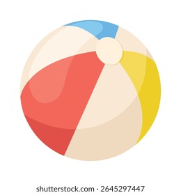 Beach ball. Inflatable ball for playing in swimming pool and on vacation. Red white children's toy. Vector illustration of beach ball on transparent background.