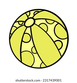 Beach ball. Inflatable ball for the pool. Active summer vacation. Hand drawn vector illustration.