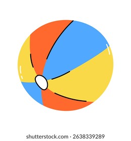 Beach ball isolated vector element. Colorful illustration of inflatable ball for summer fun, pool and summertime vacation. Flat and doodle