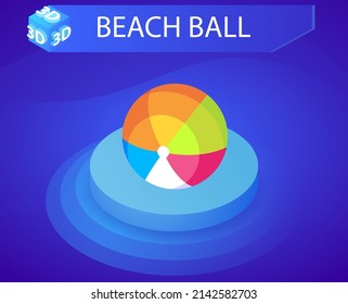 Beach ball isometric design icon. Vector web illustration. 3d colorful concept