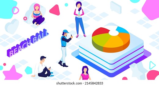 Beach ball isometric design icon. Vector web illustration. 3d colorful concept