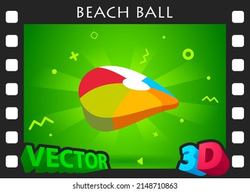 Icono de diseño isométrico de bola de playa. Ilustración web de vectores. 3.ª colorida concepción