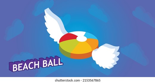 Beach ball isometric design icon. Vector web illustration. 3d colorful concept