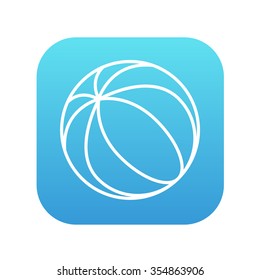 Beach ball line icon for web, mobile and infographics. Vector white icon on the blue gradient square with rounded corners isolated on white background.