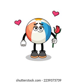beach ball mascot falling in love , character design