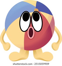 beach ball mascot looking up in amazement