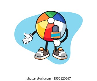Beach ball news reporters cartoon. Mascot Character vector.