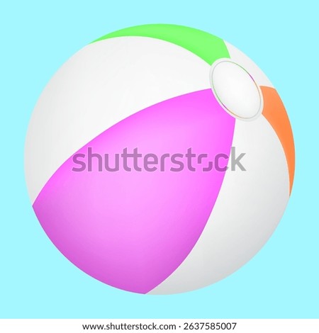 Beach ball on blue background, vector illustration.