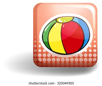 Beach ball on square badge illustration