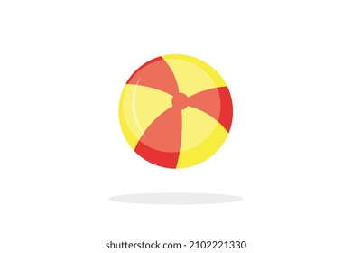 Beach ball on a white background with shadow below, vector size, modern illustration.