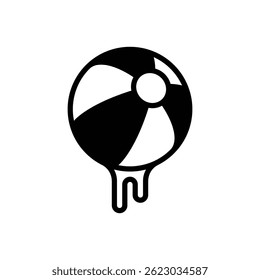 Beach ball. Outlined stroke vector icon with black-filled details.