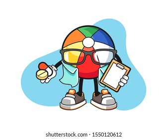 Beach ball pharmacist cartoon. Mascot Character vector.