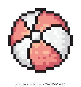 Beach ball in pixel style on white background.
