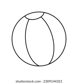 Beach ball for playing volleyball or water polo, doodle style flat vector outline for coloring book