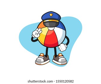 Beach ball police officer cartoon. Mascot Character vector.