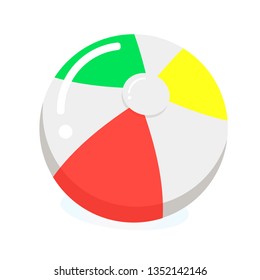 Beach ball red yellow green striped. Design element object isolated stock vector illustration for web, for print