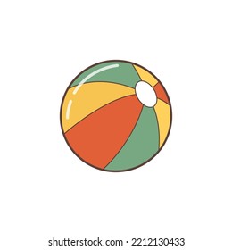 Beach ball in retro style. Flat vector illustration.