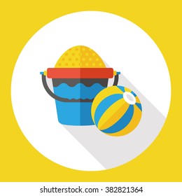 beach ball and sand bucket flat icon