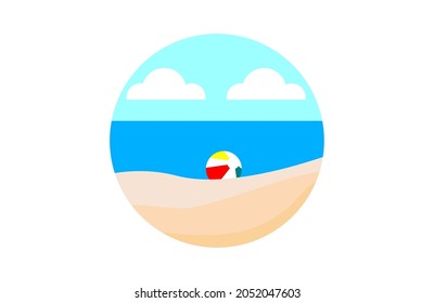 Beach Ball in the sand Beach Calm Relaxing Icon Vector Illustration