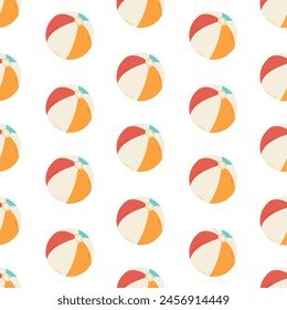 Beach ball seamless pattern. Summer vector background