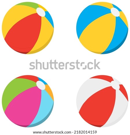 Beach ball, a set of cartoony multi-colored beach balls in a white outline. Vector illustration. Vector.