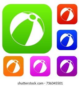 Beach ball set icon color in flat style isolated on white. Collection sings vector illustration
