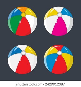 Beach ball set pack cartoon illustration vector