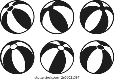 Beach Ball Silhouette Collection – Summer Vacation and Pool Party Vector Set