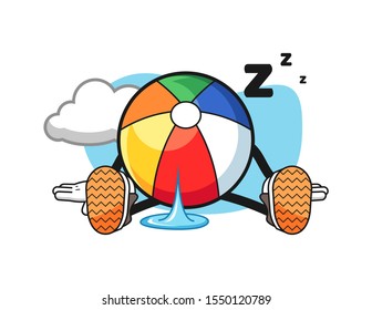 Beach ball sleep cartoon. Mascot Character vector.
