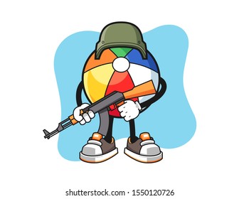 Beach ball soldier cartoon. Mascot Character vector.