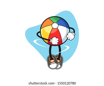 Beach Ball Spinning Cartoon. Mascot Character Vector.